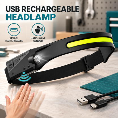 Led headlamp rechargeable 230° Wide Beam Motion Sensor Head Light for Adults
