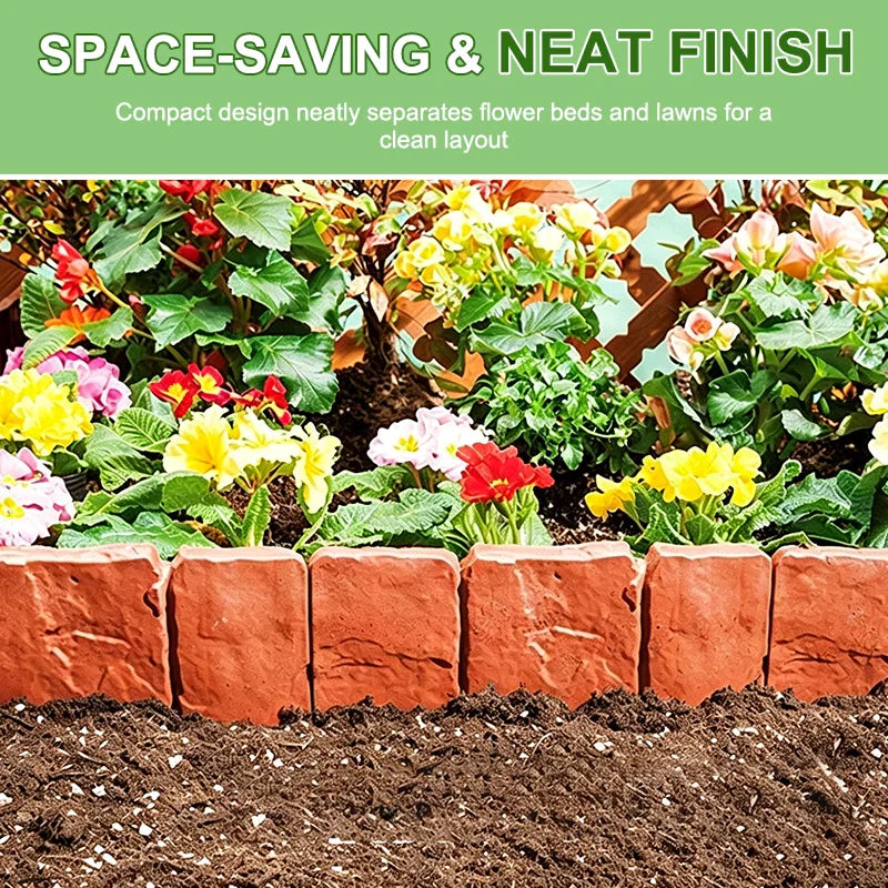 🪻Plastic Garden Retaining Fence – Flexible Stone-Look Lawn Edging🪻