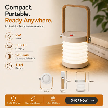 💡4-in-1 Foldable Rechargeable Lantern Lamp – Portable Desk & Night Light