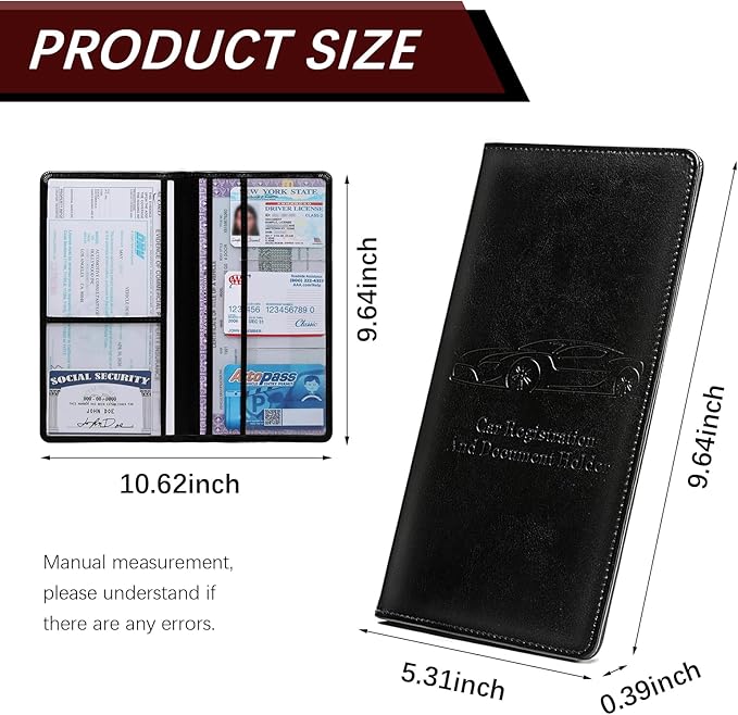 🚗 Car Registration & Insurance Document Holder | Premium PU Leather Organizer