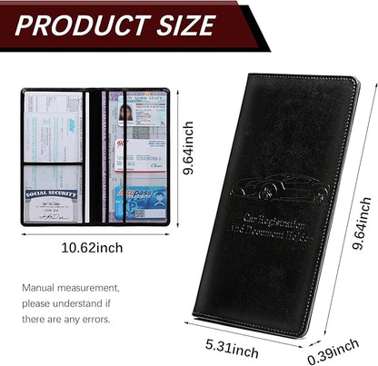 🚗 Car Registration & Insurance Document Holder | Premium PU Leather Organizer