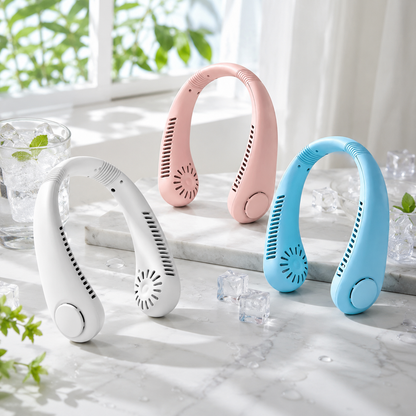 ❄️ Bladeless Neck Fan – Hands-Free Turbo Cooling with LED Display