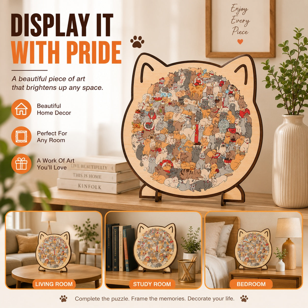 🔥Flash Sale: 50% OFF🎁Every Piece Is a Cat – 135-Piece Wooden Puzzle for Cat Lovers