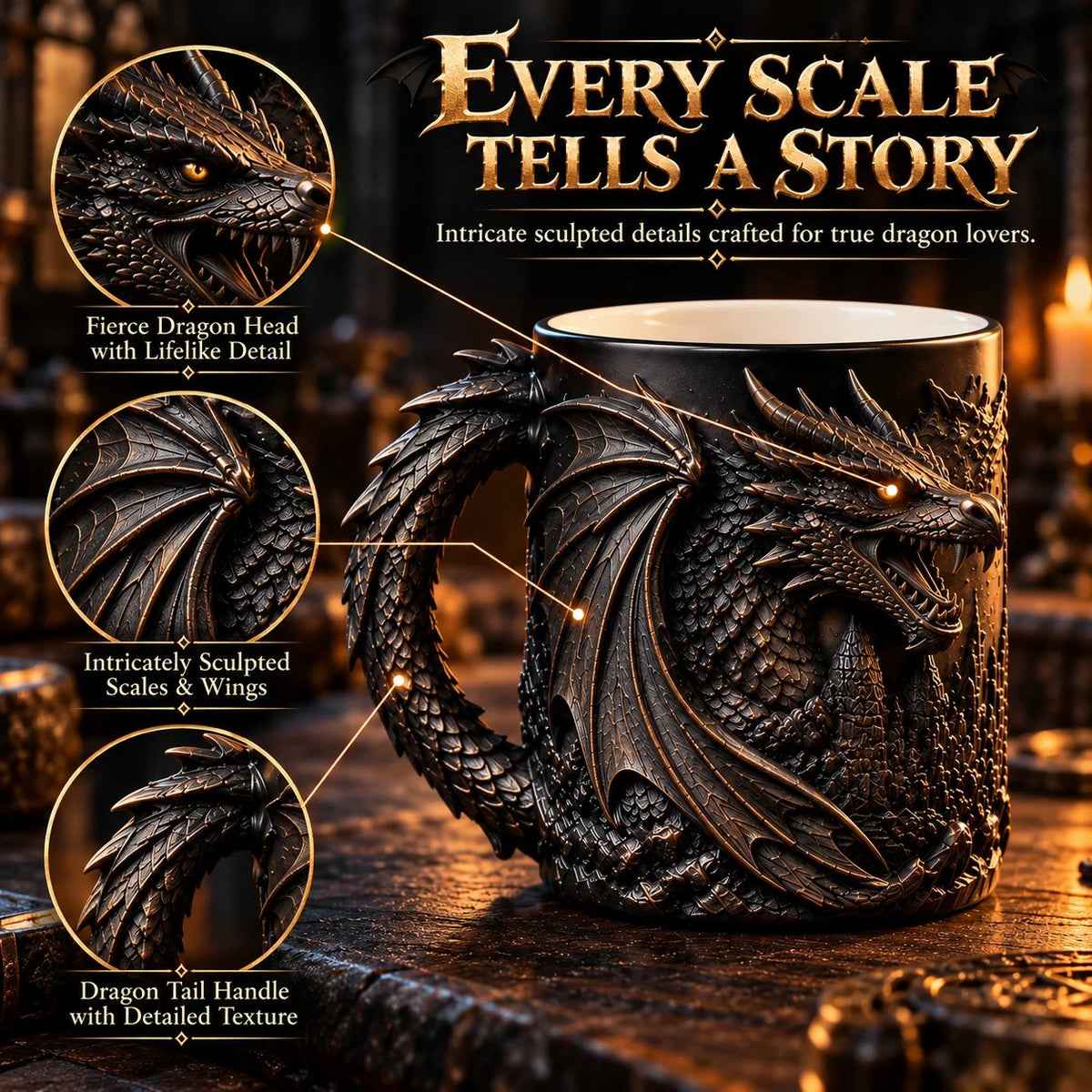 🔥 Last Day 49% OFF 🐉 Dragonfire 3D Heat-Reveal Magic Mug | Add a Hot Drink. Awaken the Dragon