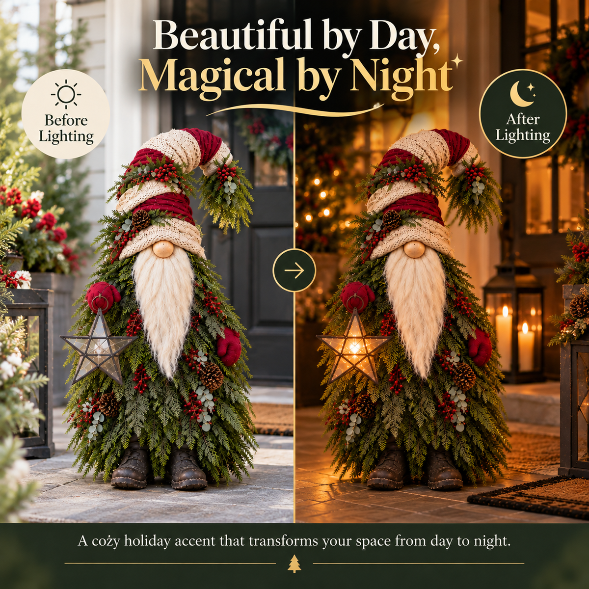 🏠Evergreen Star Gnome™ Lighted Christmas Woodland Decor