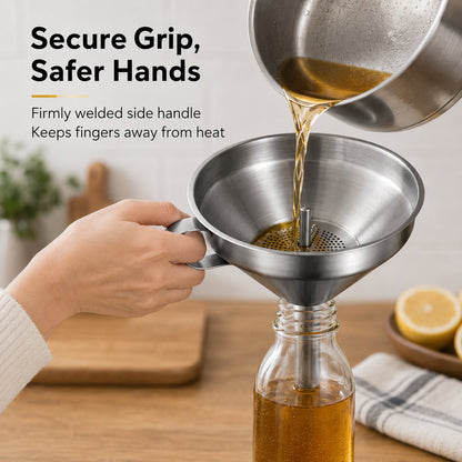 🍳 Heavy-Duty Thickened Stainless Steel Kitchen Funnel with 304 Strainer