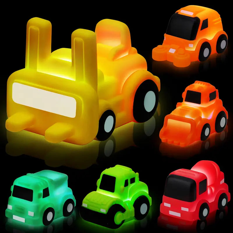 6-Pack Light-Up Bath Vehicles – Flashing Cars & Trucks for Toddler Tub Fun