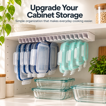 🧺✨ Under-Shelf Food Container Lid Organizer 🍱🤍 | Space-Saving Kitchen Cabinet Storage Rack 🏡🗂️ | Smart Kitchen Organization Solution ✨🥣