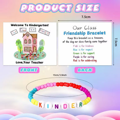 🏫 Back to School Friendship Bracelets Set🧒 -Include Our Class Is a Family Greeting Card and  Bracelet with Bags Gift