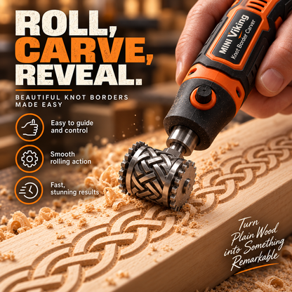 🪵 MINI Viking Knot Border Carver – Decorative Woodworking Roller Tool