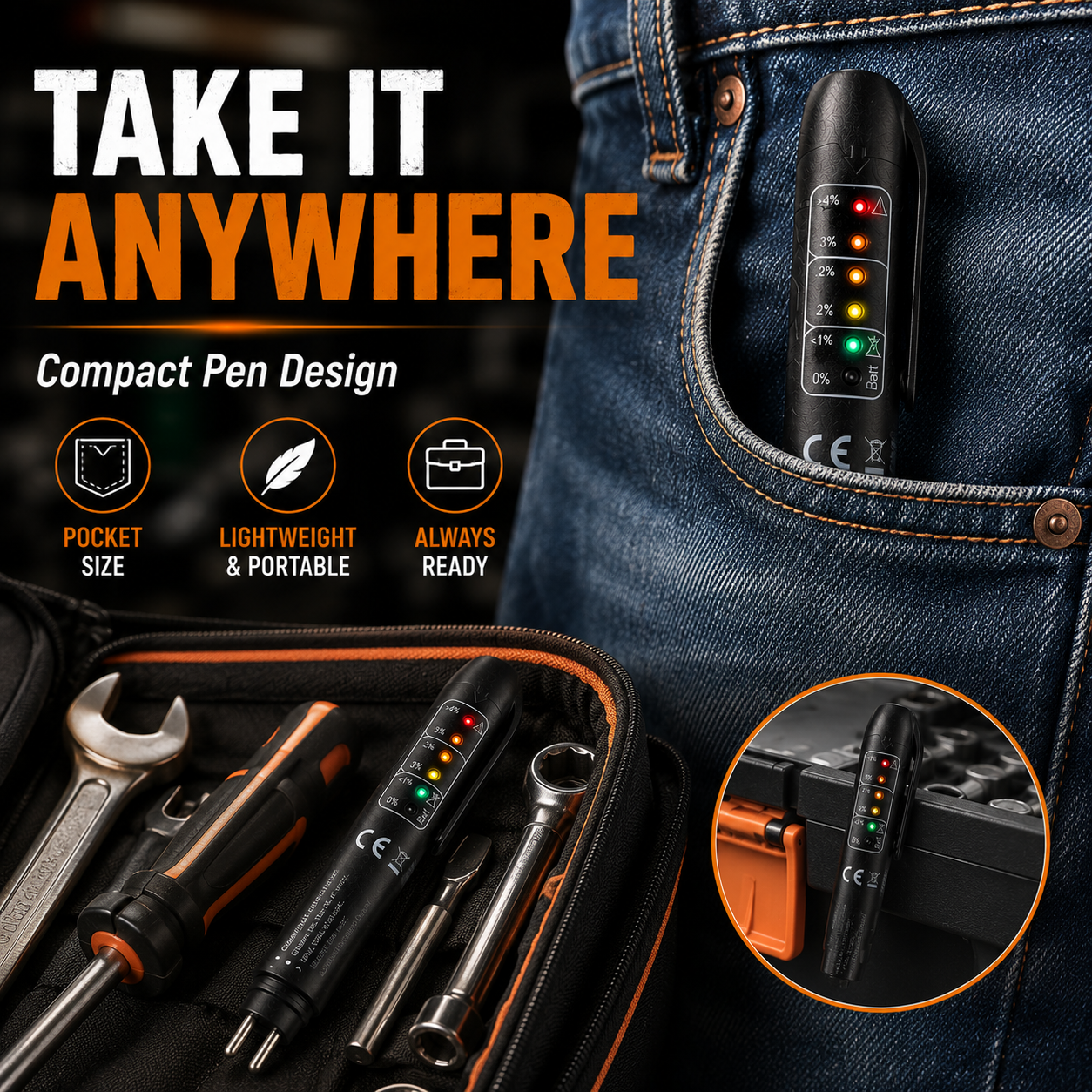 🚗 Portable Brake‐Fluid Tester Pen for DOT 3 / DOT 4 / DOT5.1