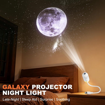 2-in-1 Galaxy Projector Night Light,USB Portable Galaxy Star Projector Night Light