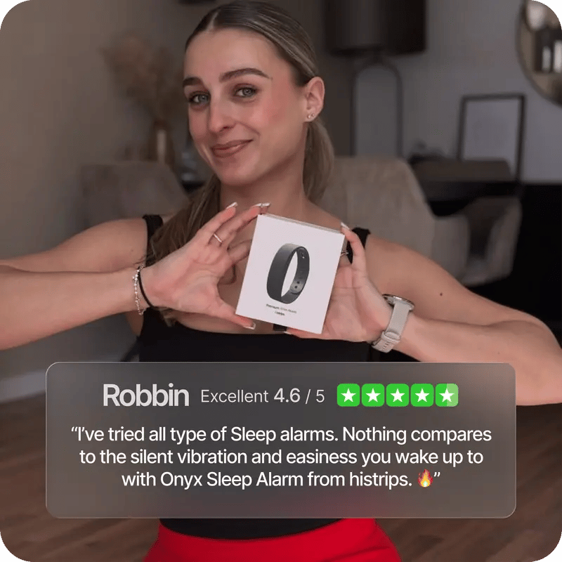 Woman holding wearable silent vibration wrist alarm package
