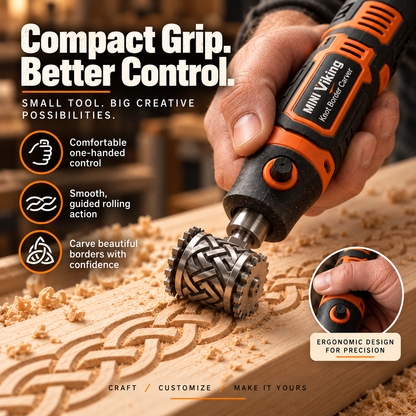 🪵 MINI Viking Knot Border Carver – Decorative Woodworking Roller Tool
