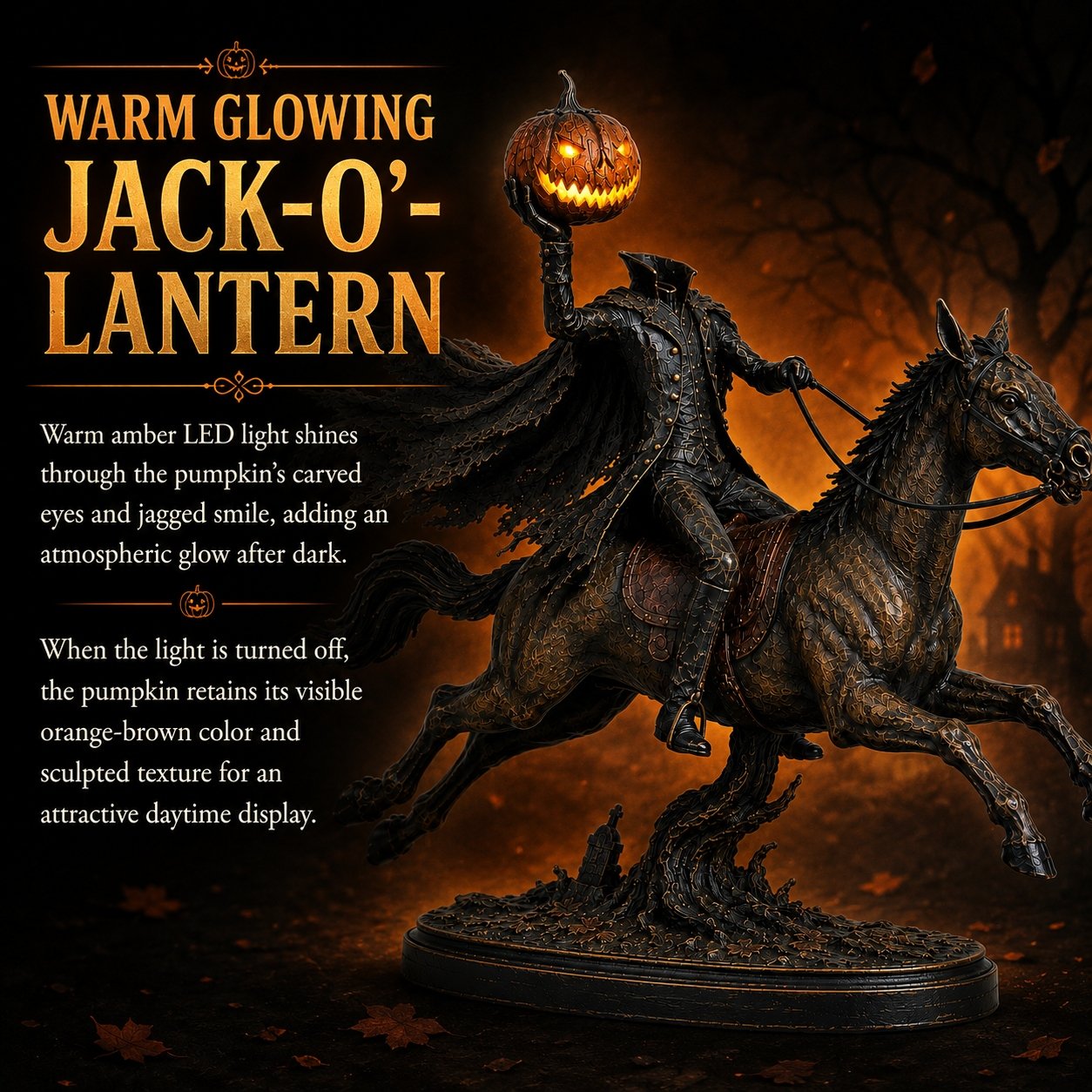 🎃🏇Midnight Chase Headless Horseman Statue(✨Same as the video)