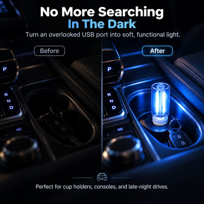 💡Touch-Dimmable Car USB Ambient Night Light – 7 Color Options