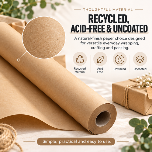 Brown Kraft Paper Roll – Versatile Wrapping, Packing & DIY Craft Paper
