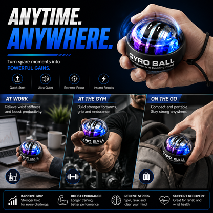 💪 Auto-Start Gyro Ball – Build Grip Strength, Forearm Power & Wrist Endurance Anywhere