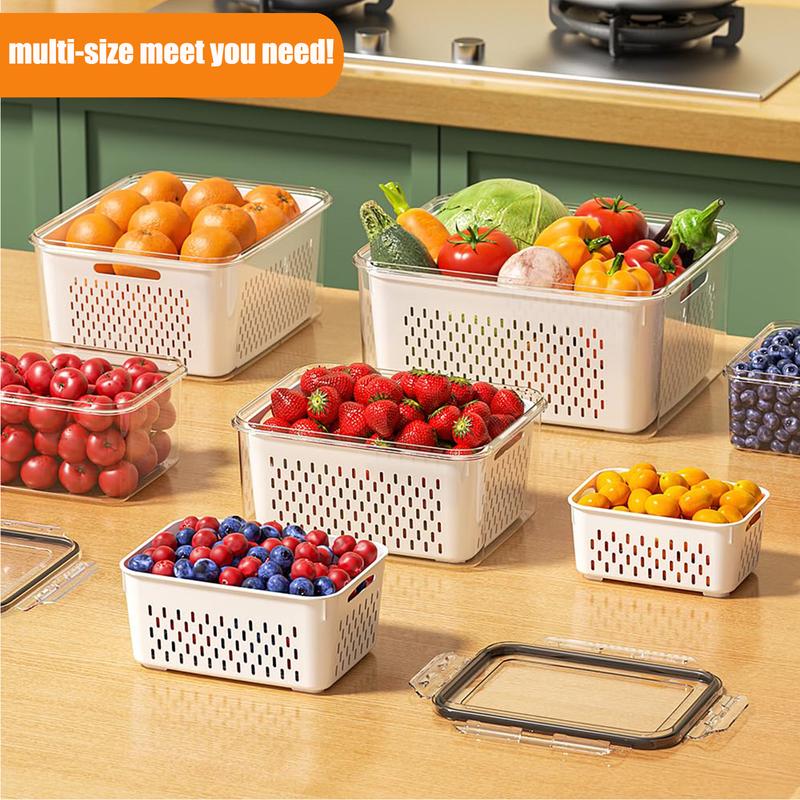 🥗Household transparent plastic food storage box-Including drain basket
