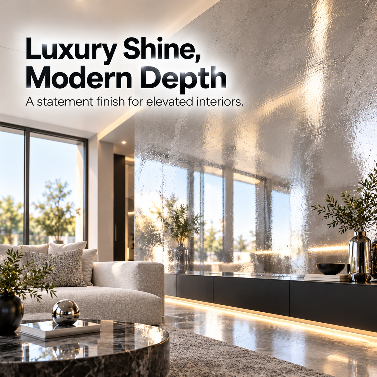✨ Liquid Metal Mirror Finish Wall Coating | Silver & Gold Metallic Wall Paint, Luxury Reflective Accent Finish, 1kg Trowel-Apply Interior Decor 🏡