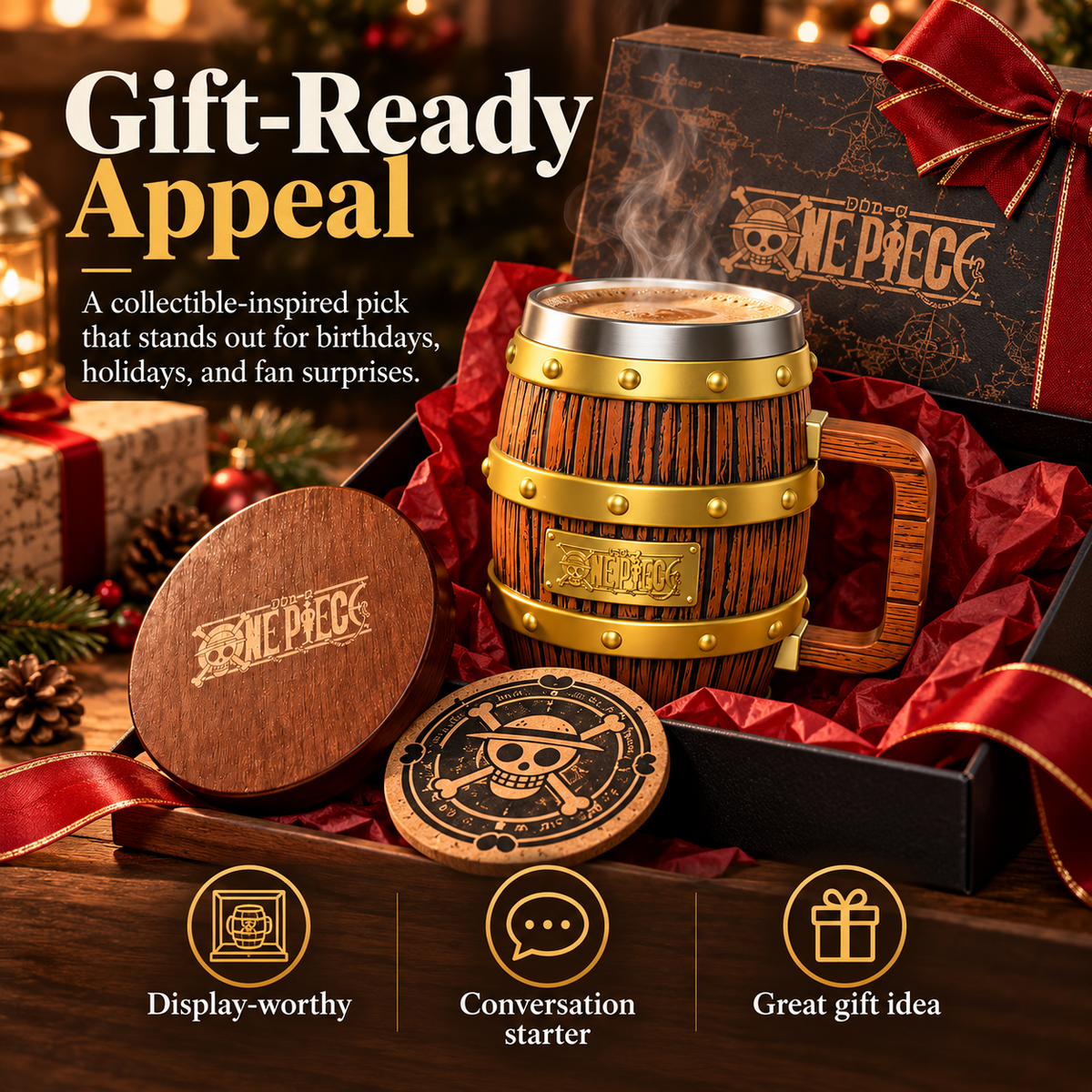 Pirate barrel mug presented as a gift