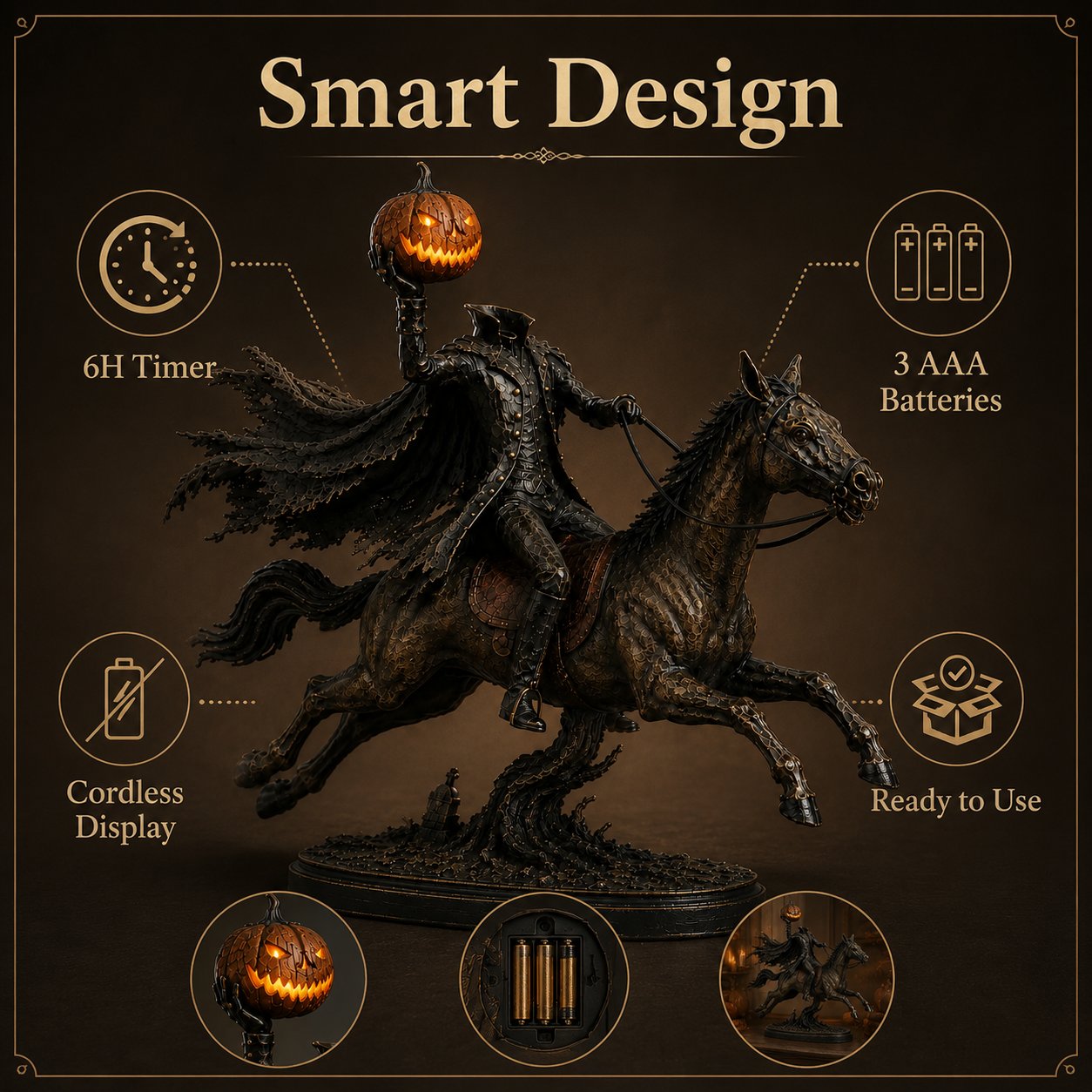 🎃🏇Midnight Chase Headless Horseman Statue(✨Same as the video)