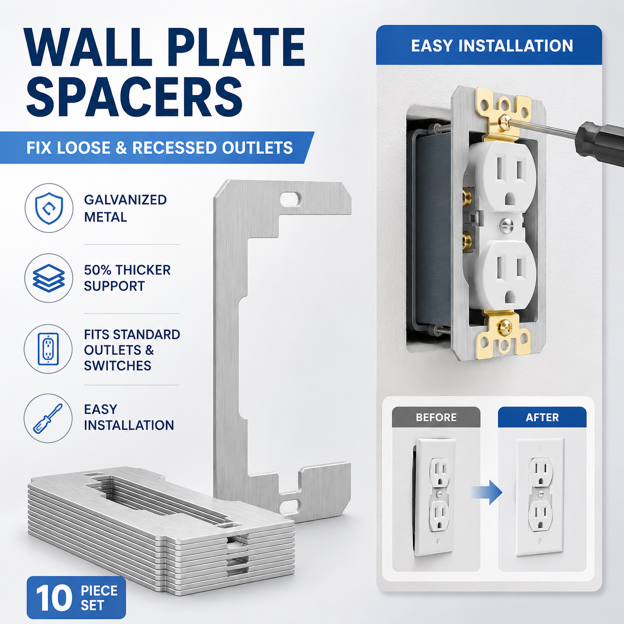 🔌 Outlet Leveling Spacers | Fix Loose & Recessed Outlets For A Flush Finish