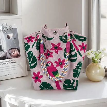 👜Boho Woven Polyester Bucket Bag
