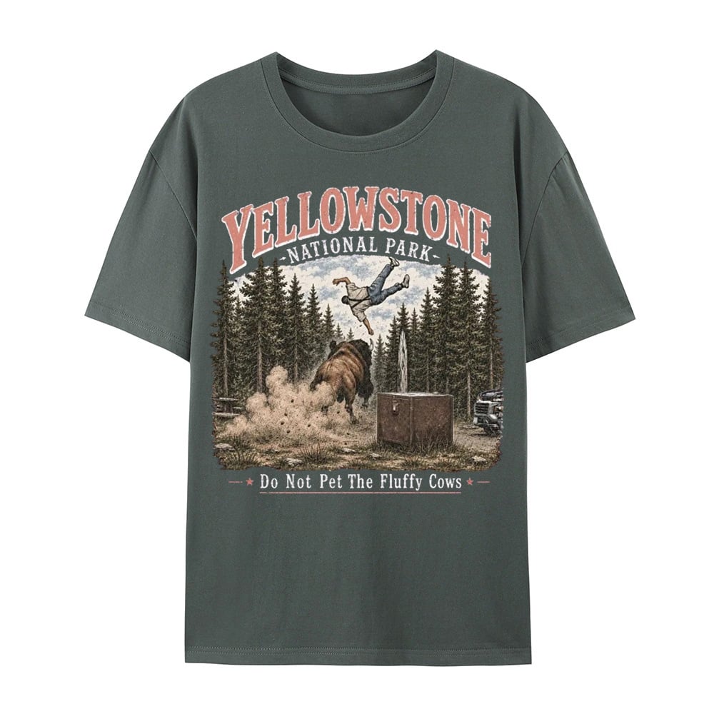 🌲Yellowstone Do Not Pet The Fluffy Cows Vintage Graphic T-Shirt