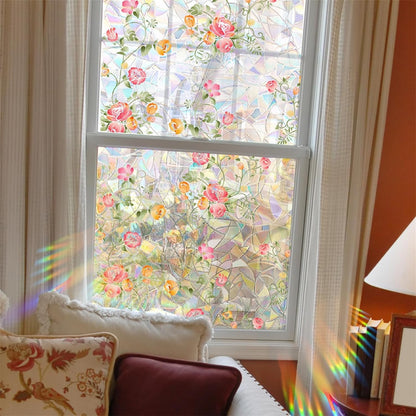 Floral Frosted Privacy Window Film – Glue-Free Static Cling Glass Cover