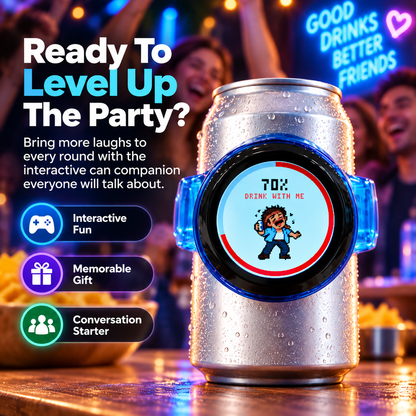 🎮 Interactive Pixel Party Can Companion – Motion-Responsive Mini Game Drink Gadget