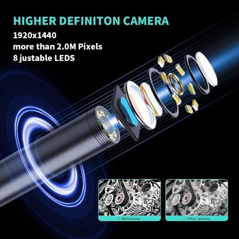 1920×1440 HD Smartphone Endoscope Camera with 16.4FT Semi-Rigid Cable