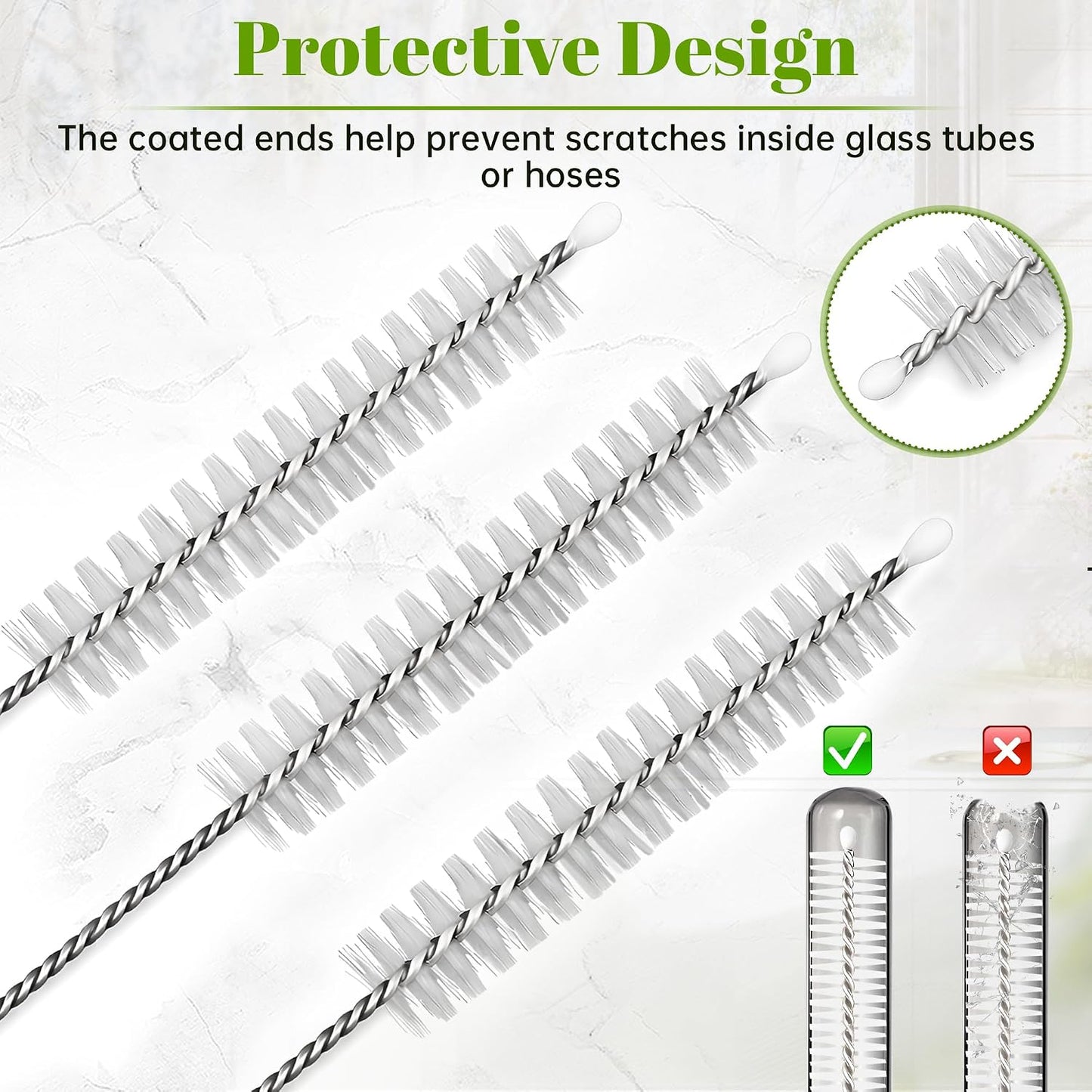 10 Pieces Stainless Steel Straw Cleaner Brush Set (10 & 12 Inch) - Extra Long for Tumbler, Water Bottle, Tubes, Sippy Cup