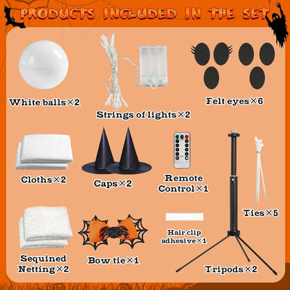 2-Pack Light-Up Halloween Ghosts with Remote