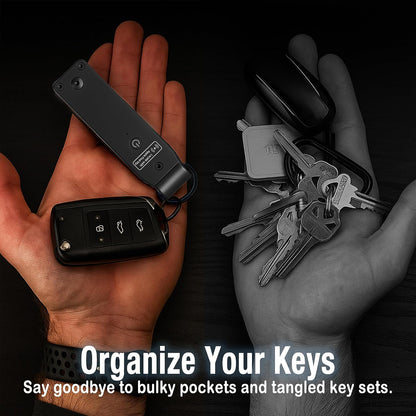 Air Keychain for Outdoor Enthusiasts: Lightweight Aluminum GPS Tracker Key Holder for Men & Women, Black, Small