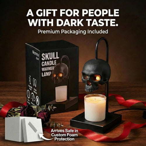 💀Gothic Skull Candle Warmer Lamp with Timer & Dimmable Heat