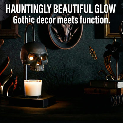 💀Gothic Skull Candle Warmer Lamp with Timer & Dimmable Heat