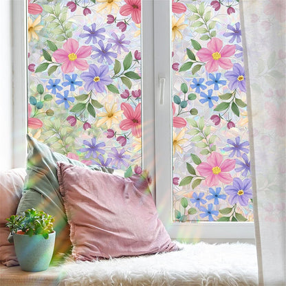 Floral Frosted Privacy Window Film – Glue-Free Static Cling Glass Cover