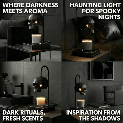 💀Gothic Skull Candle Warmer Lamp with Timer & Dimmable Heat