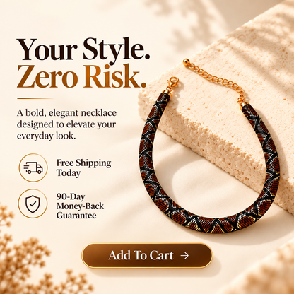 🐍 Snake-Print Statement Collar Necklace | Bold Textured Choker, Gold-Tone Adjustable Chain & Day-to-Night Style 💛