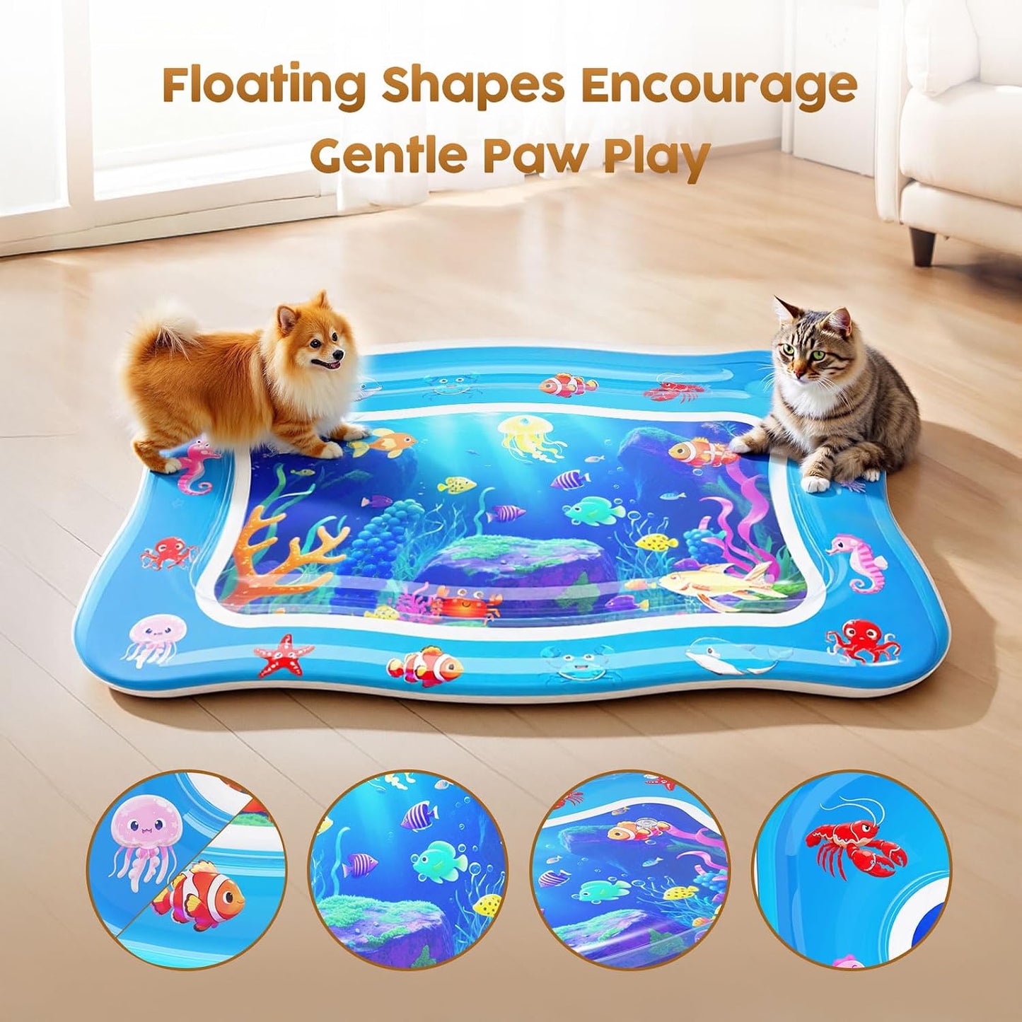 🎁HOT DEAL – Up to 49% OFF🔥 Cat Water Mat - Interactive Cat Toys Upgraded Thickened 0.7mm PVC Cooling & Heating Water Bed with Floating Fish