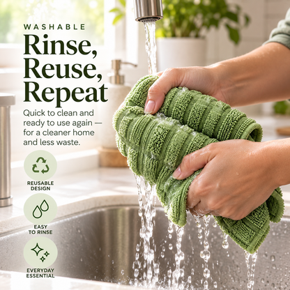 🧽✨ Reusable Kitchen Cleaning Towel Roll 💦 | Super Absorbent, Washable & Multi-Surface Cleaning Cloths 🏡💚