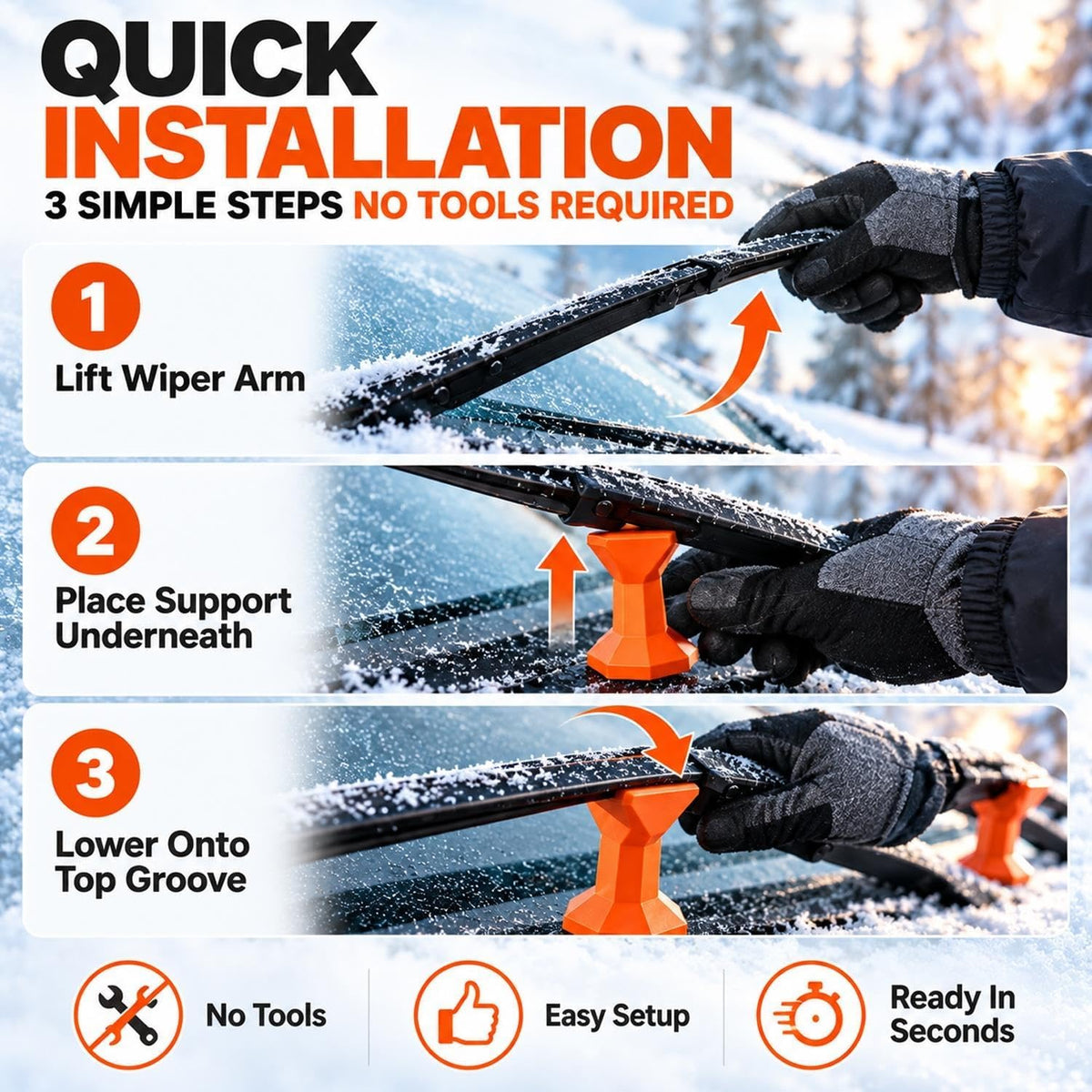 ❄️🚗 Windshield Wiper Anti-Freeze Stands – 2-Pack 3D Printed Wiper Lifters | Snow & Ice Parking Protection, Easy Tool-Free Setup