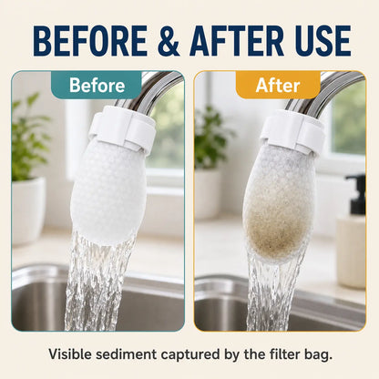 [Fits Faucets < 1"]cotton filter bags disposable Cotton Faucet Filter Bags with 5 fastening straps, Splash-Reducing Tap Water Sediment Filter Sock with Elastic Cuff for Kitchen & Bathroom Faucets