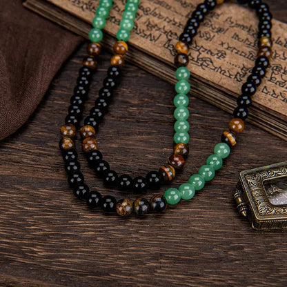✨ Money Attraction Necklace With GreenAventurine & Tiger Eye Pendant Healing Crystal Stone
