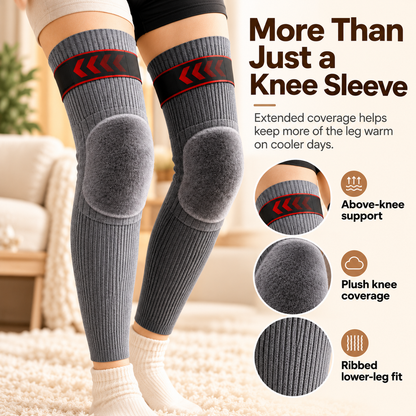 ☁️🧶Fleece-Lined Thermal Knee Warmers with Adjustable Stay-Put Strap