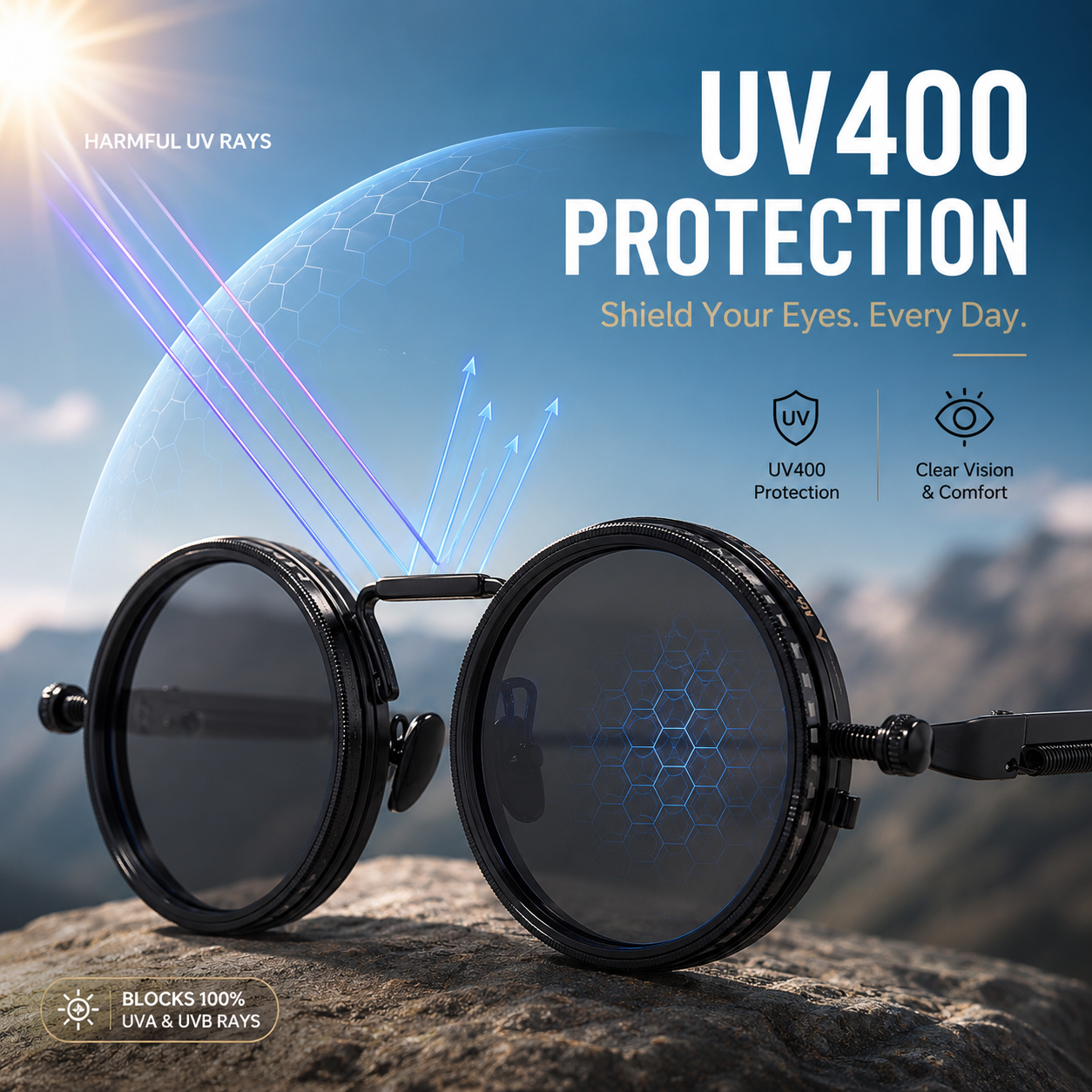 Hand-adjustable ND9-grade UV-blocking polarized sunglasses