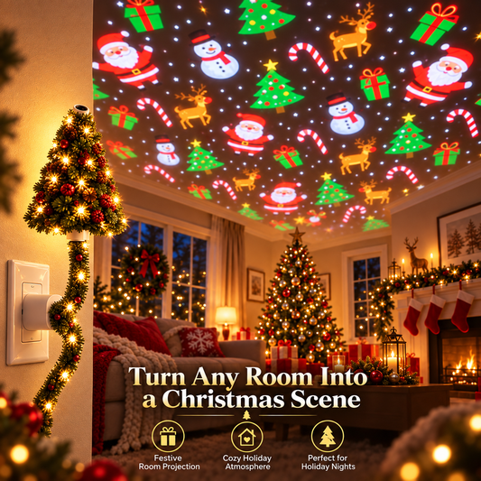 🎄 Plug-In Christmas Tree Projector Night Light – Festive Ceiling & Wall Holiday Display