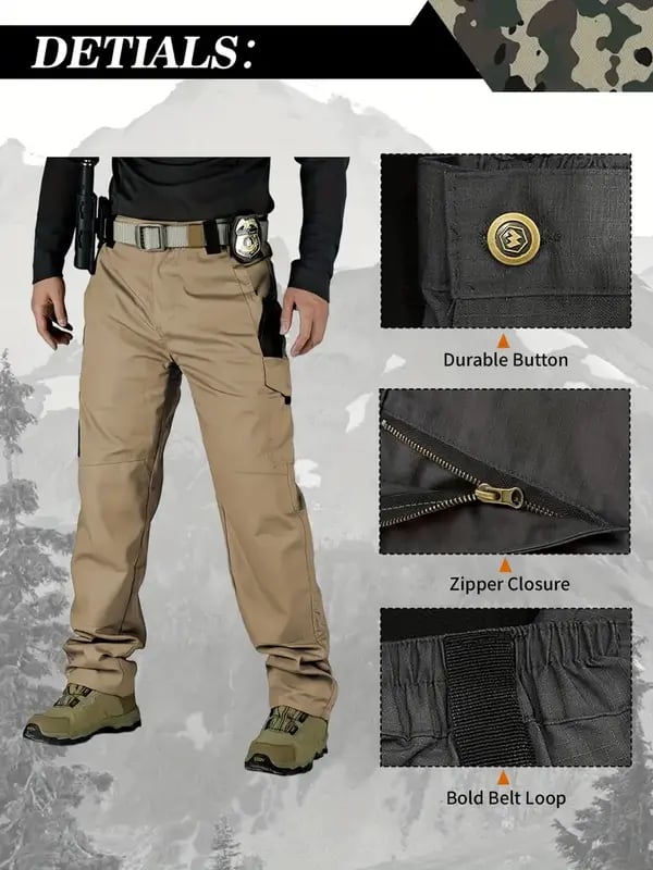⚡Hot Sales 49% OFF🔥Men's Solid Color Camouflage Printed Pocket Zipper Waterproof Tactical Work Pants