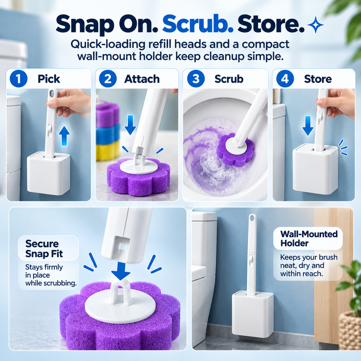 🚽✨ Say Goodbye to Dirty Toilet Brushes! 🧼🌸 Disposable Toilet Cleaning Brush Set with Scented Refill Heads 💦🍋